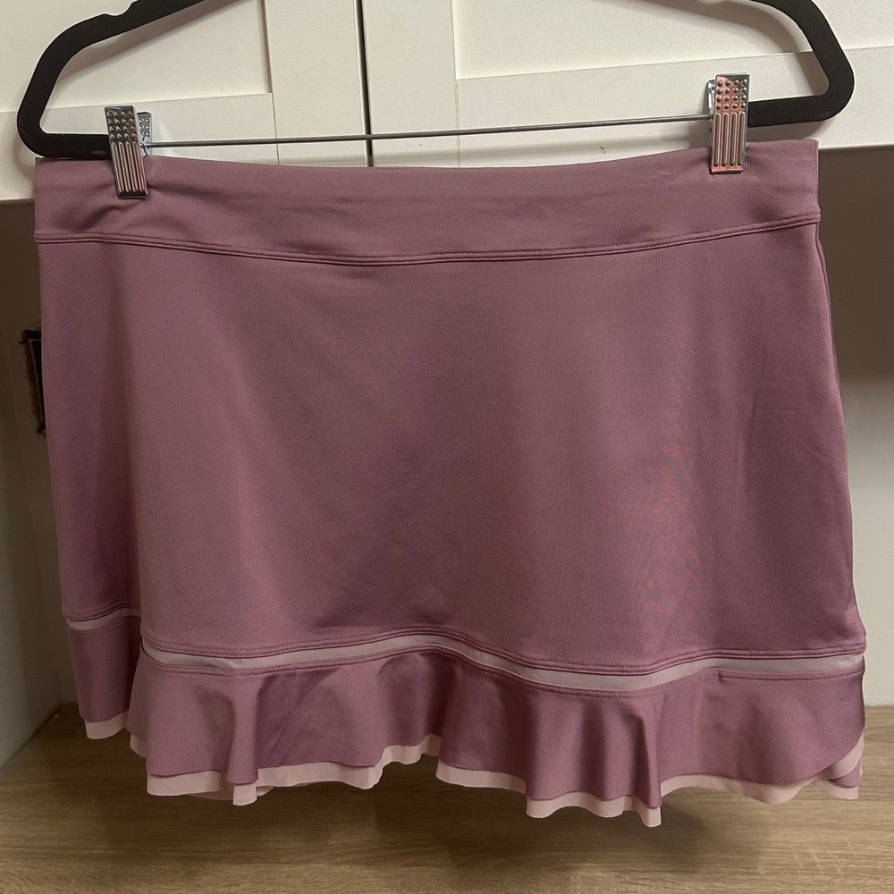 Inphorm Women's Tennis Skirt Mauve Ruffle Mesh Hem Athletic Skort Pickleball‎ XL